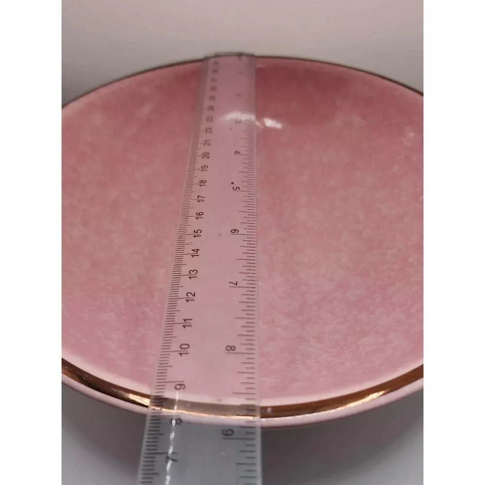 Kenwood Vintage Pink MCM Retro 964 Drip Speckled Footed Oven Proof Bowl USA 8.75